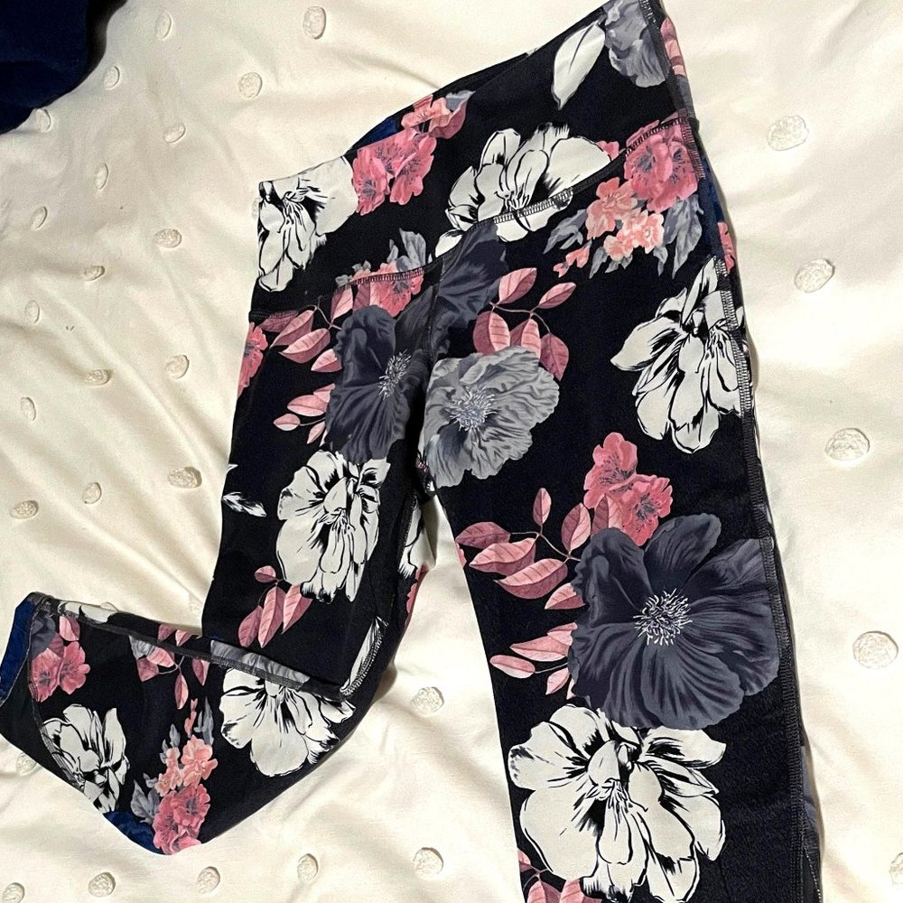 Floral mesh detail workout leggings - 7/8 length